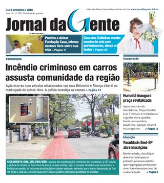 Jornal da Gente – Edição 729 – 3 a 9 de setembro de 2016